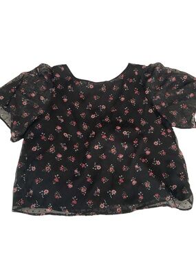 LOFT FLORAL SHORT SLEEVE BLOUSE SIZE LARGE